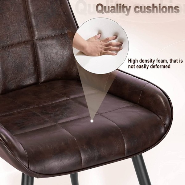 Rootz matstolar Set med 6 - Stoppad köksstol - Stolar i konstläder - Böjt ryggstöd - Metallben - Ergonomisk design - 38cm x 43cm x 81,5cm