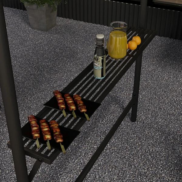 Rootz Grill Teltta - BBQ-paviljonki - Grillikatto - Säänkestävä - Maapiikit - Sivutaskut - Teräs-polyesteri - Tummanharmaa - 277 X 149 X 230 cm