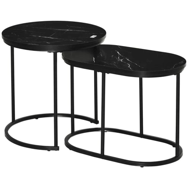 Rootz sæt med 2 sideborde - Sofabord - Industrielt design - Stue - Soveværelse - Entre - Sort - Ø50 x 50,5H cm
