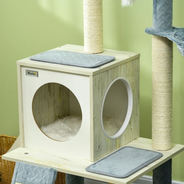 Rootz PawHut Ultimate Cat Tree - Raapimistolppa - Kissatorni - Riippumatto, sänky, lelut - 48 cm x 40 cm x 114 cm - lastulevy, sametti, sisal