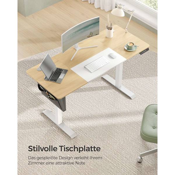 Rootz Electric Seisomapöytä - Säädettävä pöytä - Istuinpöytä - Lastulevy teräsrunko - 60cm x 140cm x (72-120)cm - Pastellikeltainen pohjavalkoinen - 1