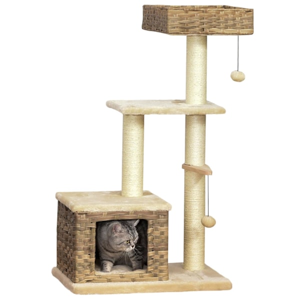 Rootz cat tree crab pos - Brun, Beige - Konstruerat trä, plysch, Sisal - 23,62 cm x 15,74 cm x 42,91 cm