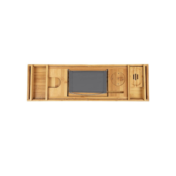 Rootz badkarshylla Bambu - Utdragbar - Lyxigt bad - Badkarsbricka - Spännande skumbad - Funktionalitet Badrum - Bambu - Natur - 75-109 x 4,5 x 23 cm (