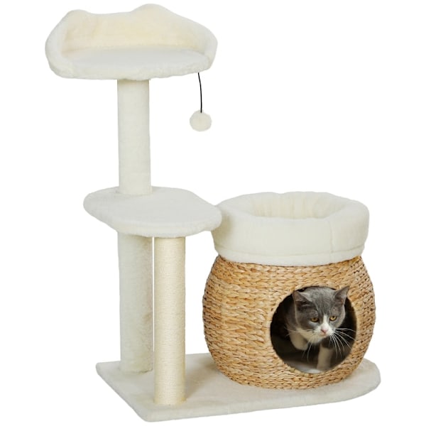 Rootz Cat Scratching Post - Cat Climbing Tree - Cat Activity Center - Skyddar möbler - 60L x 40W x 79H cm