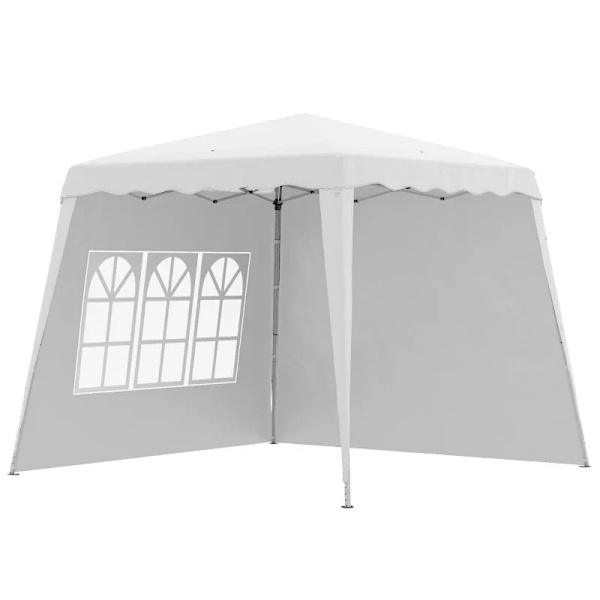 Rootz Folding Gazebo - Pop Up Pavilion - Folding Pavilion - Inklusive Star - Bärväska - Väderbeständig - Steel-Oxford - Vit - 240 X 240 X 250 Cm
