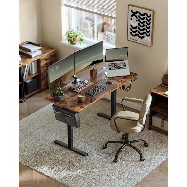 Rootz elektriskt stående skrivbord - Justerbart skrivbord - Sit Stand-skrivbord - Utrymmesbesparande design - 60cm x 140cm x (72-120)cm - Spånskiva oc