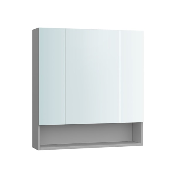Rootz Dove Grey Badeværelsesskab - Opbevaringsenhed - Spånplade og glas - Moderne design - 16,5 cm x 70 cm x 75 cm - Nem montering