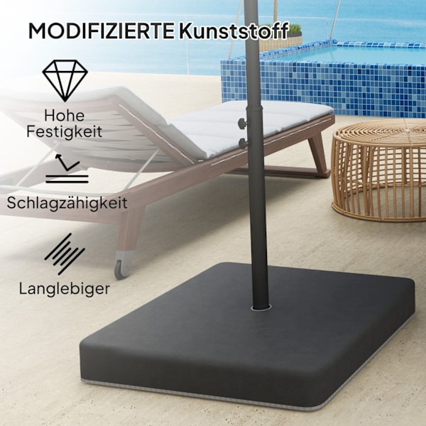 Rootz Parasol Stand Base Weights - Waterproof - Fillbara sandhållare - Hållbara & UV -resistenta - 89 cm x 89 cm x 10,5 cm - svart