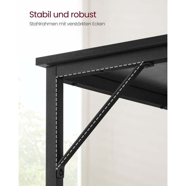 Rootz Sort skrivebord - Studiebord - Skrivebord - Spånplade og stål - Letvægts - Nem montering - Moderne design - 50 cm x 80 cm x 76 cm