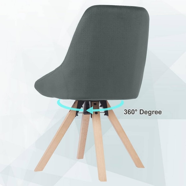 Rootz sæt med 2 drejelige spisestuestole - Fløjls spisestuestole - Roterende stole - Komfortabelt ergonomisk design - Holdbare bøgetræben - 84cm x 40c