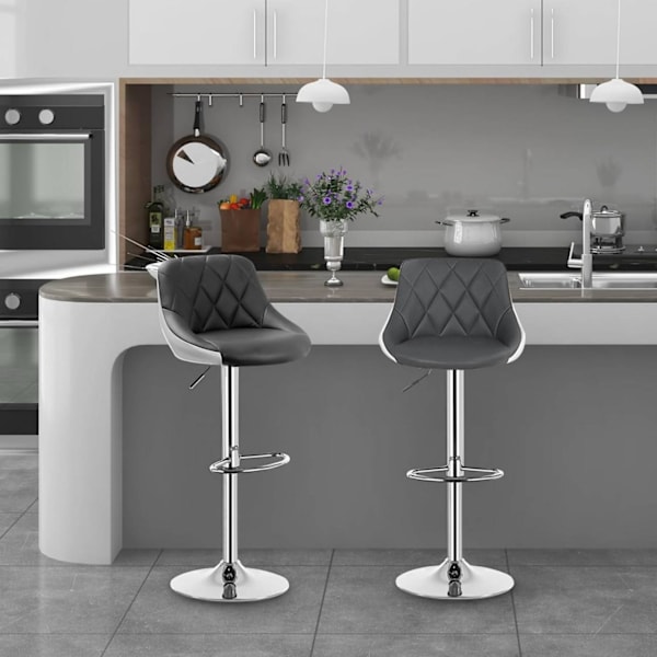 Rootz Barpall - Justerbar bänkstol - Vridbar barstol - Bekväm, Snygg, Hållbar - Förkromat stål, konstläder - 38cm x 35cm, Höjd 84cm-106cm Justerbar