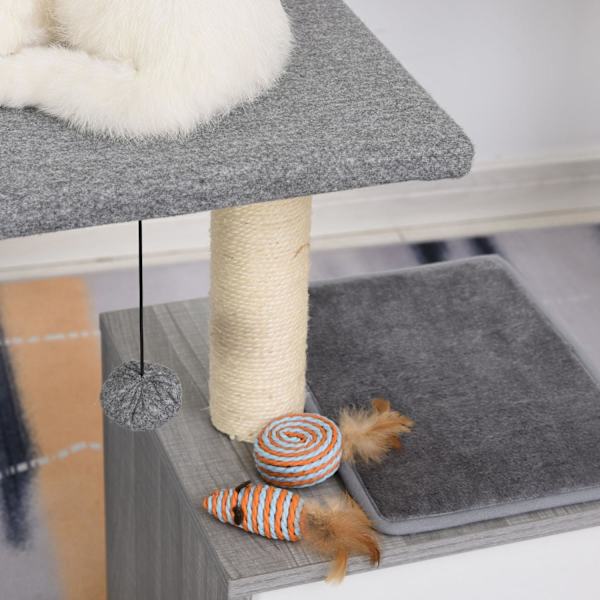 Rootz Kradsestolpe Kattetræ - Grå - Spånplade, Sisal, Plys - 23,22 cm x 15,35 cm x 24,4 cm