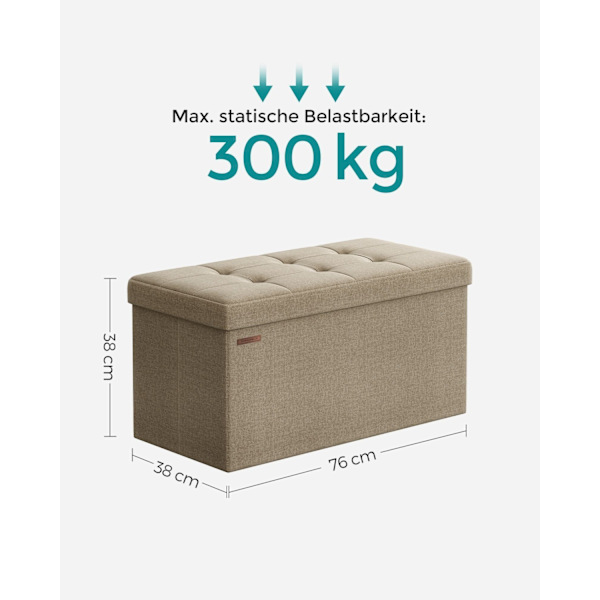 Rootz Polstret Opbevaring Ottoman - Sædekiste - Fodskammel - Linnedstof - 38cm x 76cm x 38cm