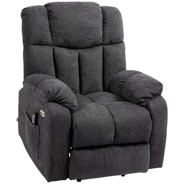 Rootz 2 -i -1 hvilestolstol - tv -lænestol - biografsæde - USB -porte, lommefjedre - 92 cm x 95 cm x 107 cm (lodret) - sort