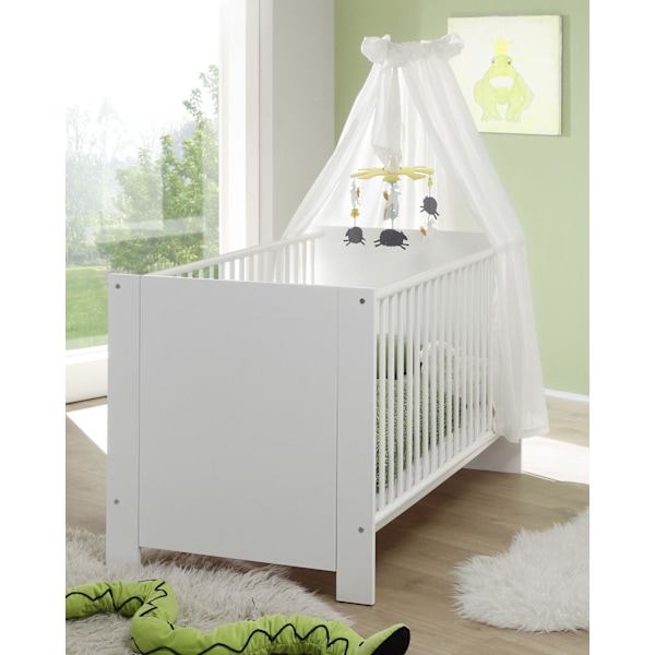 Rootz Nursery 2 Furniture Set - Baby Bed and Dresser - Complete Bundle - Modern Design - Classic White