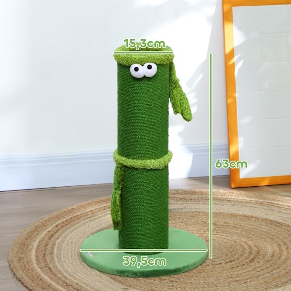 Rootz Cat Scratching Post - Kitty Scratcher - Feline Tree - Sisal Rope - Interactive Toy - 39,5cm x 63cm - Green - Chipboard & Polyester