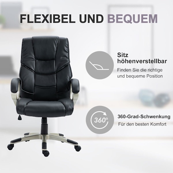 Rootz Swivel Chair - Svart - Läder, Nylon, Metall - 22,83 cm x 27,55 cm x 48,81 cm