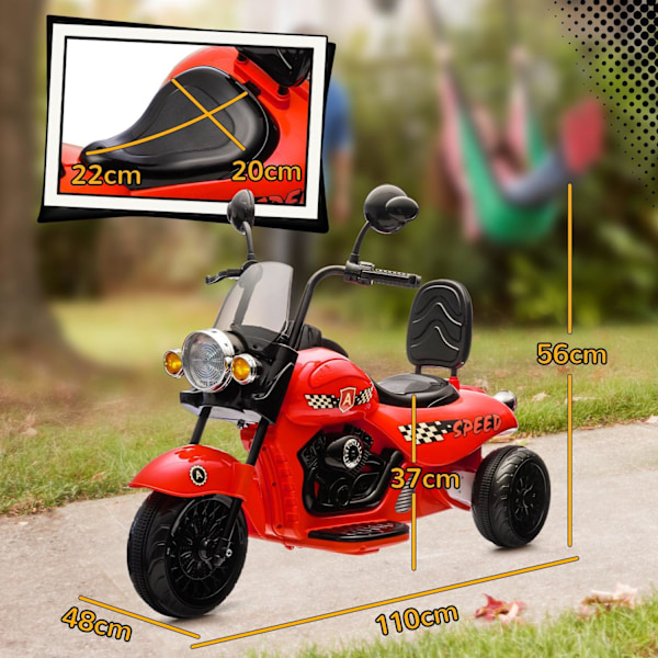 Rootz Electric Children's Motorcykel - Ride -on Bike - 3 -hjulet scooter - Safe & Fun - 110 cm x 48 cm x 56 cm