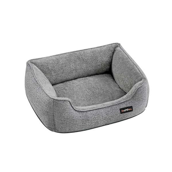 Rootz lysegrå hundeseng - kæledyrsseng - polstret måtte - imiteret linned - plys - PP polstring - skridsikkert stof - 60 cm x 50 cm x 21 cm