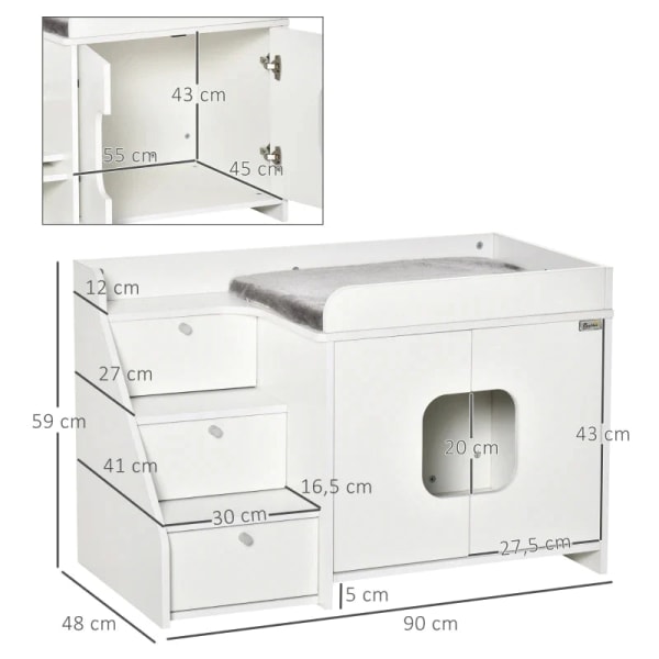 Rootz Cat Cabinet For Cat - Toalett kattlåda med 3 trappsteg - K