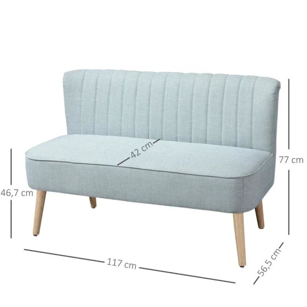 Rootz Sofa - 2-personers stofsofa - Sofasæde - Lounge Sofa - Lysegrøn - 117 X 56,5 X 77 Cm