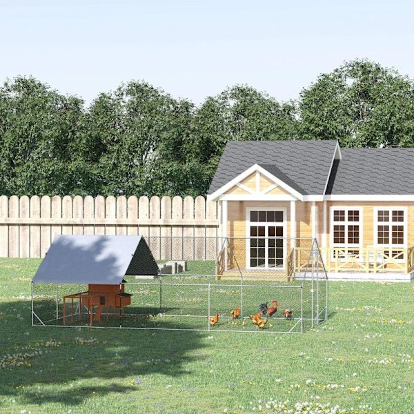 Rootz Chicken Coop - Ankhus - Hönsfjäderfähus - Kycklingbur - Kaninbur - Silver - 3 x 4 x 2m
