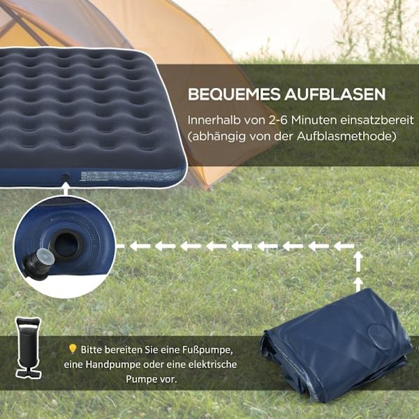 Rootz luftmadrass för 2 personer - Uppblåsbar säng - Campingmadrass - Mjuk & Robust - Optimalt kroppsstöd - Snabb uppblåsning - 203cm x 152cm x 22cm -