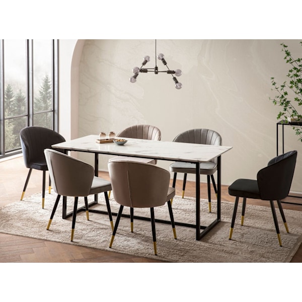 Rootz Modern Ruokapöytä - Suorakulmainen pöytä - Valkoinen ulkonäön yläosa - Istuimet 6 - Liukumisen vastainen suunnittelu - 120 cm x 60cm x 76cm