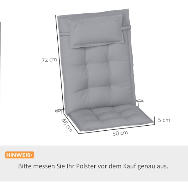 Rootz 2 stykker Sun Lounger Edition - Garden Lounger Pads - polstrede puder - Vandafvisende - 50 cm x 116 cm x 5 cm, grå