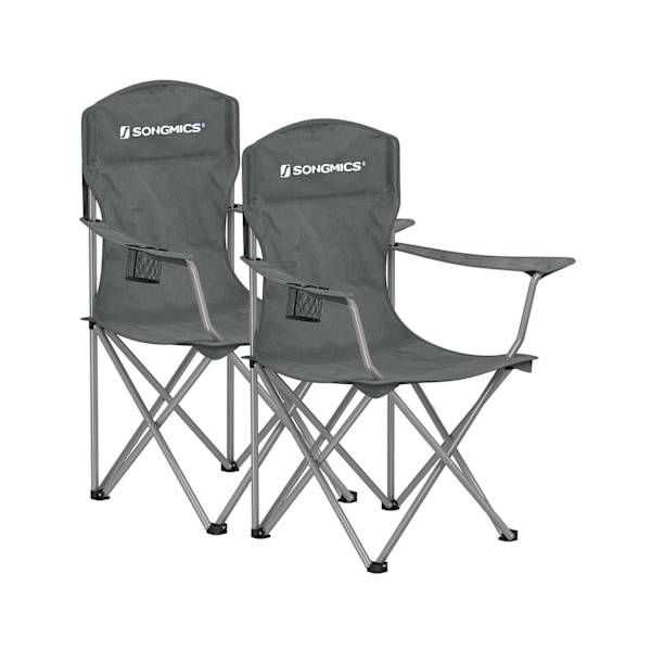 Rootz 2 Pack Slate Grey Camping tuolit - Teräsrunko - Oxford Cloth - Kannettavat taitettavat tuolit - Kevyt - Kompakti - Mukava - 54 cm x 86 cm x 97 c
