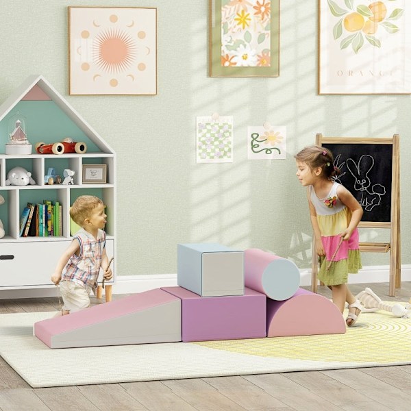 Rootz Soft Building Blocks Set - Skumleksakskuber - Pedagogisk lek - Öka motoriska färdigheter - Olika former - 40,6L x 40,6W x 20,3H cm