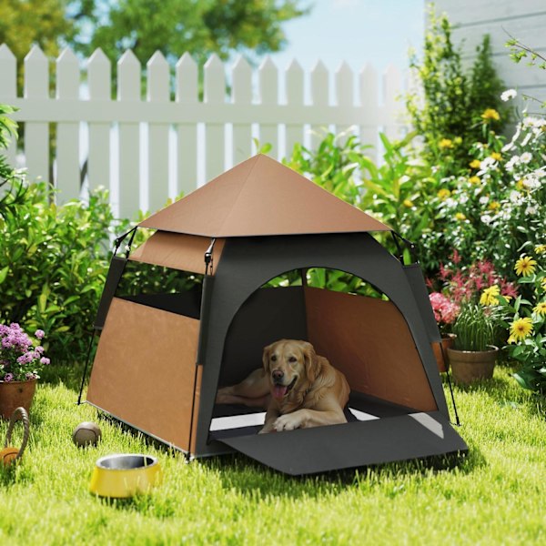 Rootz Pet Telt - Hundetelt - Foldbart - Vejrbestandigt hundehus - Bærbar og let at samle - 120 cm x 120 cm x 106 cm