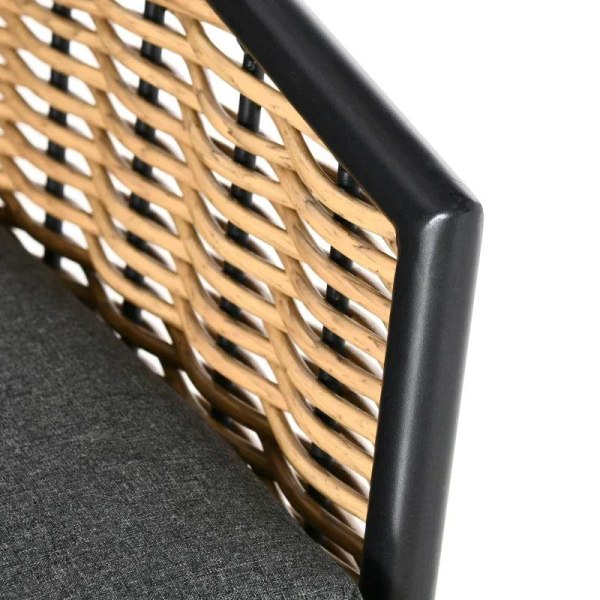 Rootz Soffset - Rattan Look 5 delar soffset - Möbelset - Modernt soffset - Med två sidobord - Grå/Naturlig/Svart