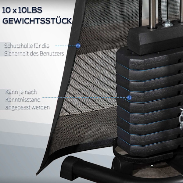 Rootz Multi -Gym træningscykel - Træningsstation - Vægtbænk - Omfattende træning - 170x104x205cm - Forstærket stål - Sort