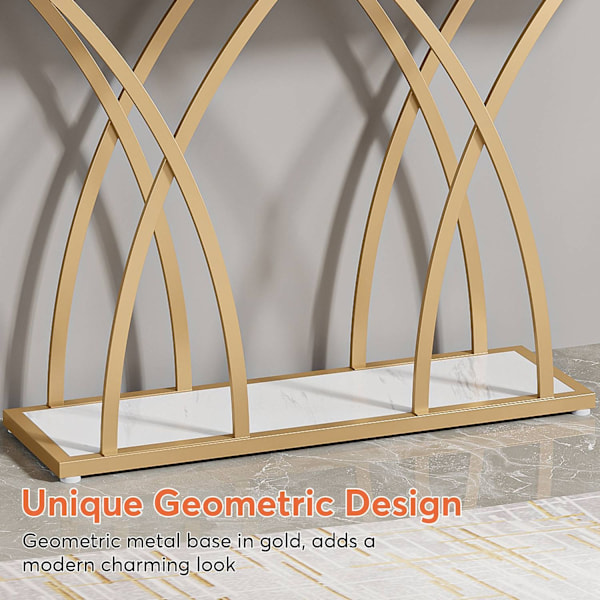 Rootz Chic Gold Konsolbord - Gangbord - Sofabord - Luksuriøst design -140cm L x 30cm B x 80cm H