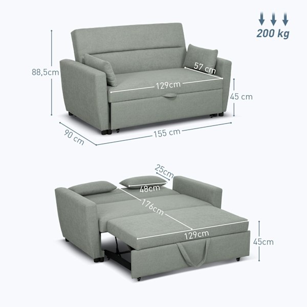 ROOTZ 2 -SEATER SOFA BED - Konvertibel sofa - Velvet polstret - Ergonomisk komfort - 155 cm x 90 cm x 88,5 cm