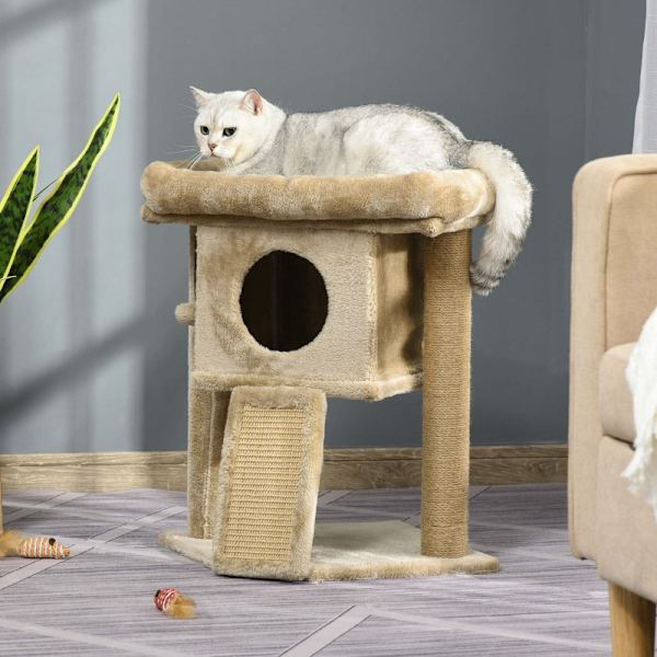 Rootz PawHut Cat Scratching Post - Cat Play Station - Cat Rest Station - Ultimate Play - Kloslipning - Högkvalitativ konstruktion - 40W x 40D x 57H cm