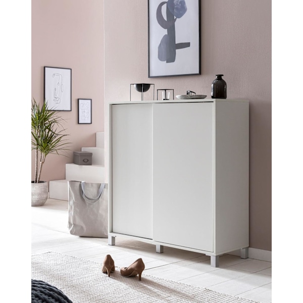 Rootz skoskab træ hvid 100x108x37,5 cm hylde høj - Design skohylde Stort 20 par sko Skohylde entre - Skoopbevaringsplads sparer - Skoopbevaringsrum mø