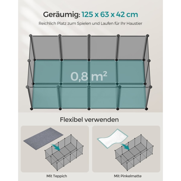 Rootz DIY Grey Storage Cube Organizer - Plasthylla - Modulära hyllor - Enkel montering - Lättvikt - Mångsidig - 125cm x 63cm x 42cm
