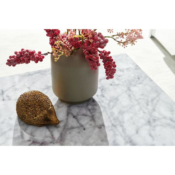 Rootz sofabord 60x30x60 cm højglans med hvid marmorlook - Design stuebord Terning firkantet - Lounge sidebord kubeform