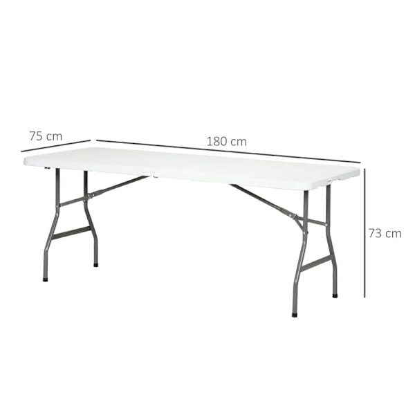 Rootz Havebord - Haveklapbord - Udendørsbord - Pulverlakeret stålstel - Hvid + Grå - 180 cm x 75 cm x 73 cm