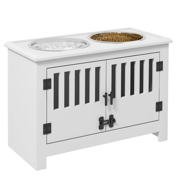 Rootz forhøjede hundeskålesæt - Hævet foder til kæledyr - Justerbar højde - Rustfri stålskåle - Store hunde - 60 cm x 30 cm x 43 cm