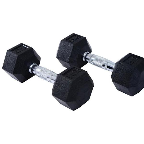 Rootz 2x5kg hexagonala hantlar - Gummihantlar - räfflade handtag - Sport Hexviktsset - Tyngdlyftningsövning - Hemma - Gym