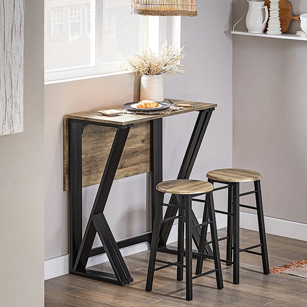 Rootz 5-delade matsalsset - Fällbart bord med 4 stolar - Kompakt matsalsset - Justerbar bordsstorlek - Platssnål design - MDF-fanerskiva - Metallram -