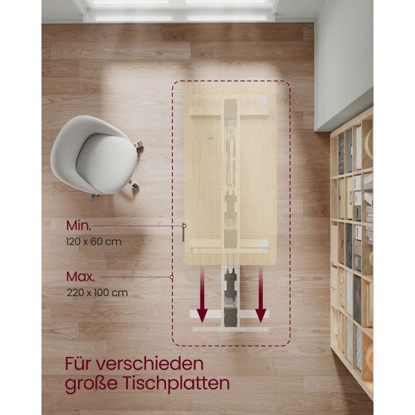 Rootz sähköinen seisomapöytä - Valkoinen teräsrunko - Säädettävä korkeus pöytä - Hiljainen toiminta - Nopea säätö - 68cm x (110-180)cm x (60-125)cm -