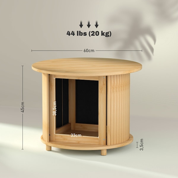 Rootz Round Side Table - Kaffe Round Table - Bambu Sofa Table - Dold förvaring, skjutdörr - Ø60 x 45 cm, har 20 kg