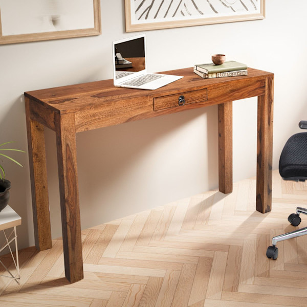 Rootz Solid Office Bord - Modernt skrivbord - Bureau - Handgjorda - Robusta ben - Sheesham Wood - 118cm x 40cm x 76cm