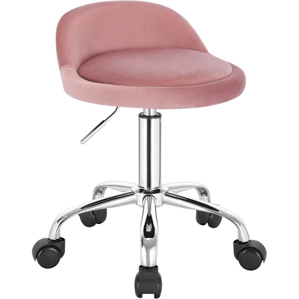Rootz Velvet Office Taburet - Justerbar Skrivebordsstol - Rolling Task Chair - Komfortabel, Fleksibel, Holdbar - 53cm-65,5cm x 30cm x 30cm
