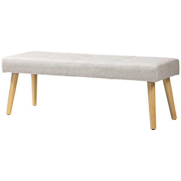 Rootz polstret bænk - Soveværelsesbænk - Vinduessæde - Tyk polstring - Imiteret linned - Ben i naturtræ - 120 cm x 41 cm x 43 cm