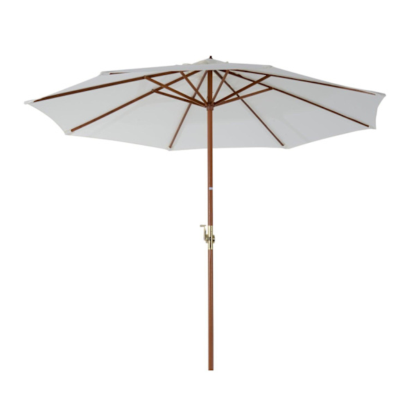 Nancy's Buckeye Parasol - Tuinparaplu - Hout - Marktparaplu - 2,7m Diameter - Wit - Bruin